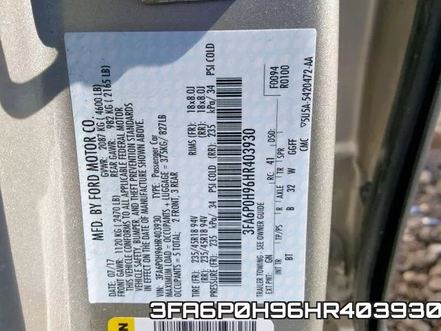 3FA6P0H96HR403930 фото 2