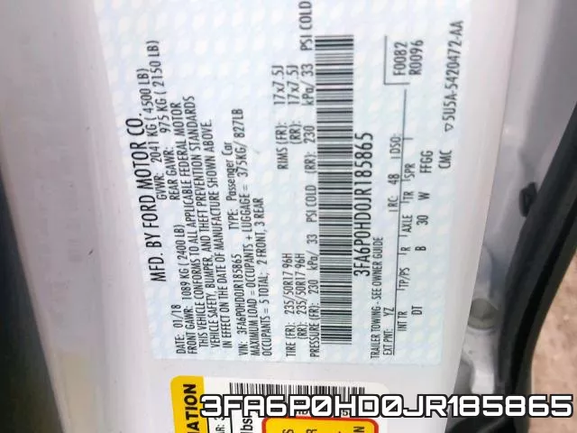 3FA6P0HD0JR185865 фото 2