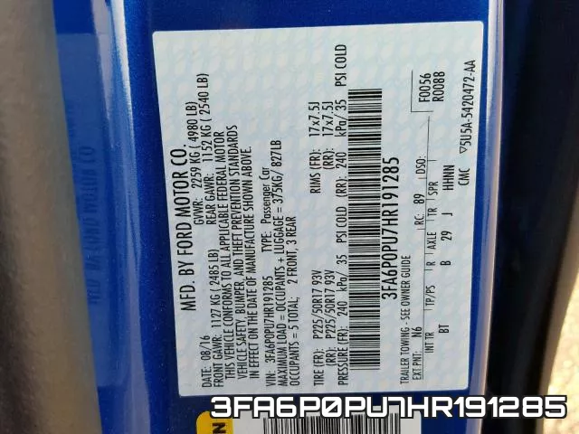 3FA6P0PU7HR191285 фото 2