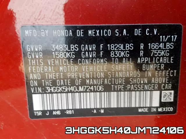 3HGGK5H40JM724106 фото 2