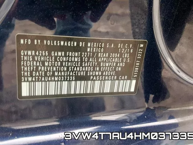 3VW4T7AU4HM037335 фото 2