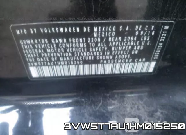 3VW5T7AU1HM015250 фото 10