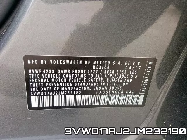 3VWD17AJ2JM232190 фото 2