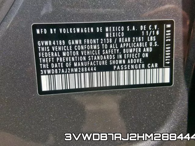 3VWDB7AJ2HM288444 фото 2