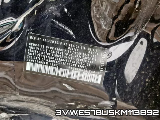 3VWE57BU5KM113892 фото 2