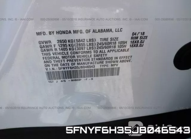 5FNYF6H35JB046543 фото 10