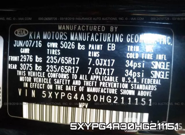 5XYPG4A30HG211151 фото 10