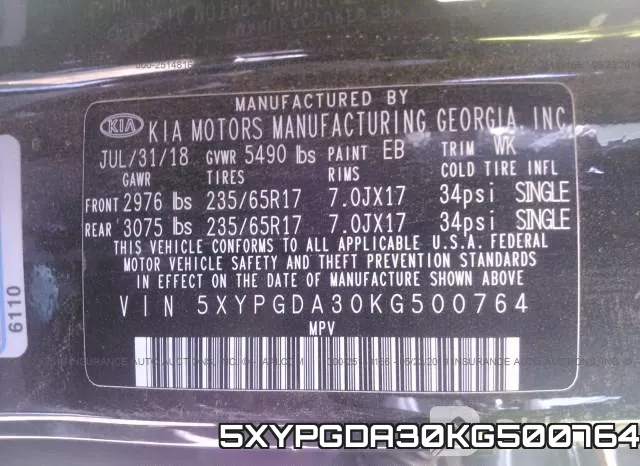 5XYPGDA30KG500764 фото 10