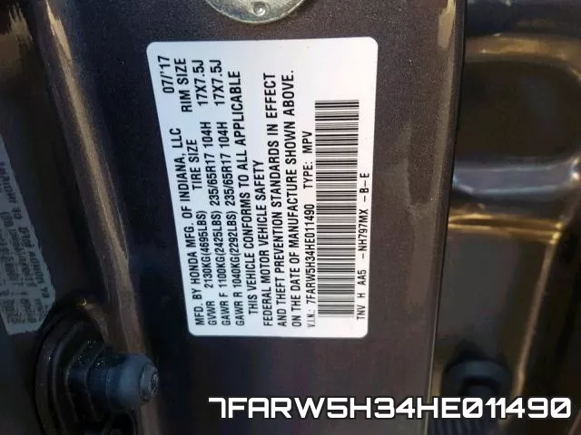 7FARW5H34HE011490 фото 2
