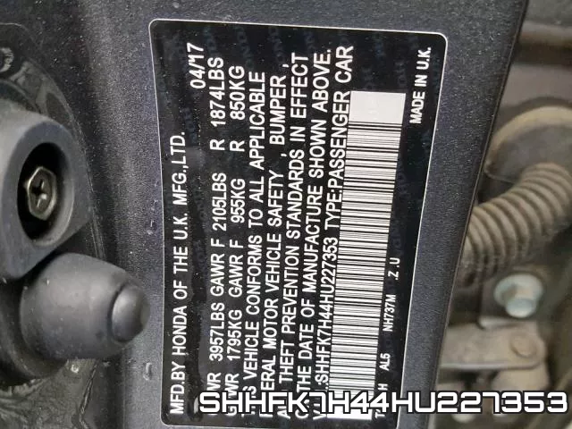 SHHFK7H44HU227353 фото 2