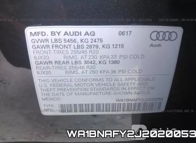 WA1BNAFY2J2020053 фото 10