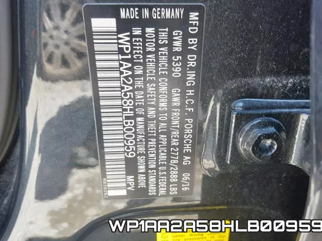 WP1AA2A58HLB00959 фото 2
