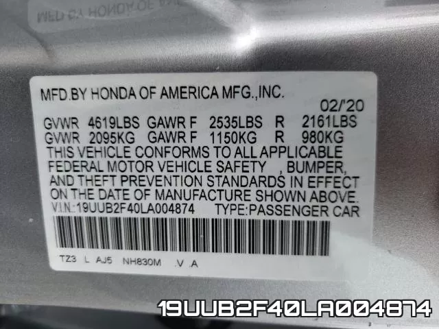 19UUB2F40LA004874 фото 2