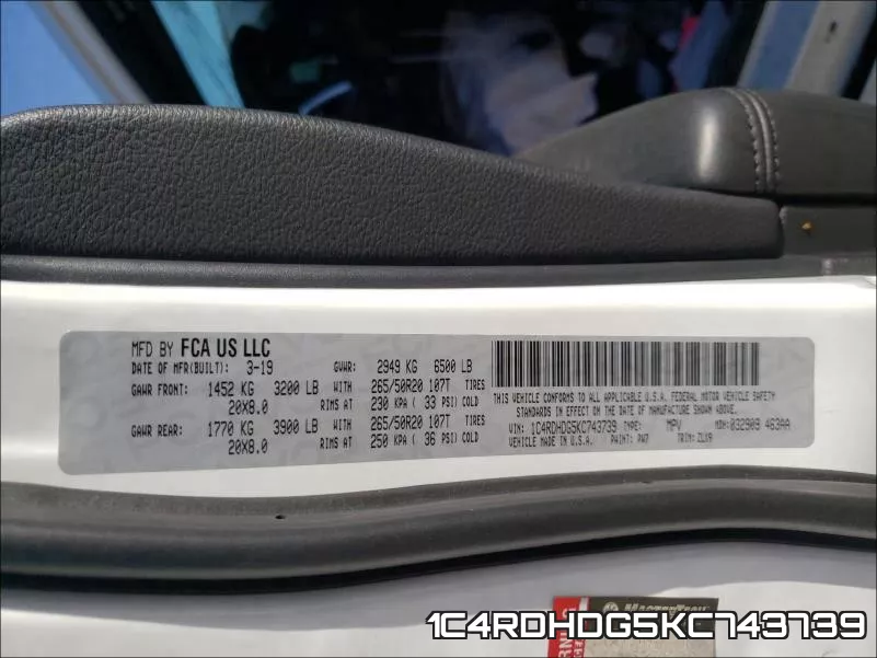 1C4RDHDG5KC743739 фото 2