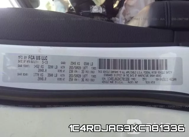 1C4RDJAG3KC781336 фото 10