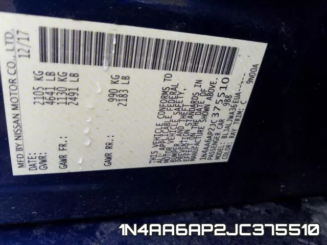 1N4AA6AP2JC375510 фото 2