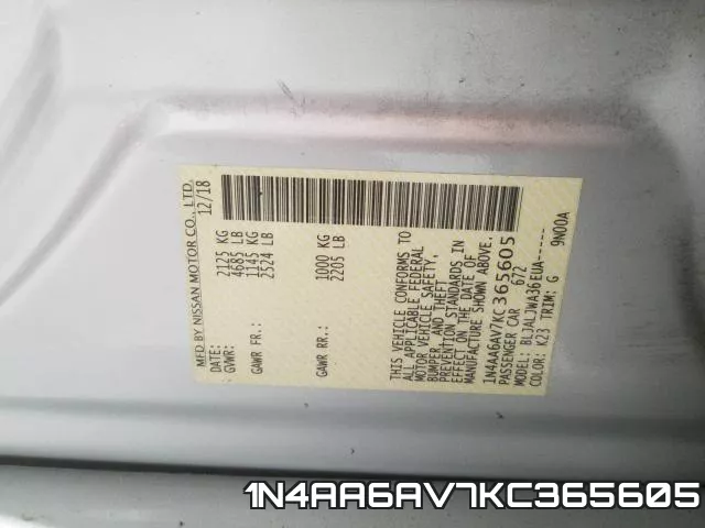 1N4AA6AV7KC365605 фото 2