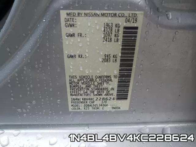 1N4BL4BV4KC228624 фото 2