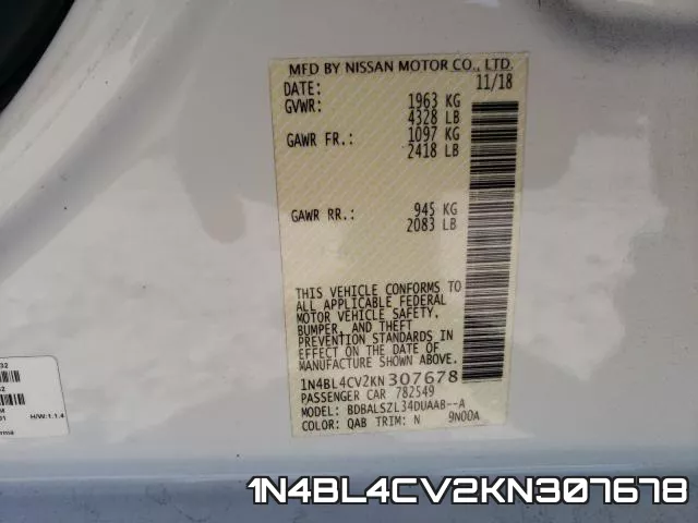 1N4BL4CV2KN307678 фото 2