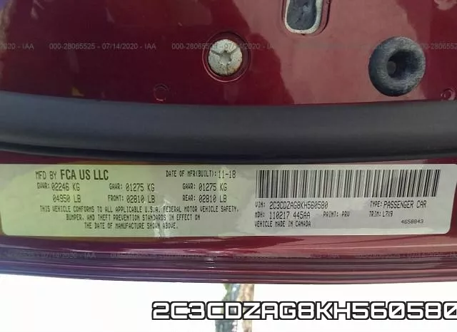 2C3CDZAG8KH560580 фото 10