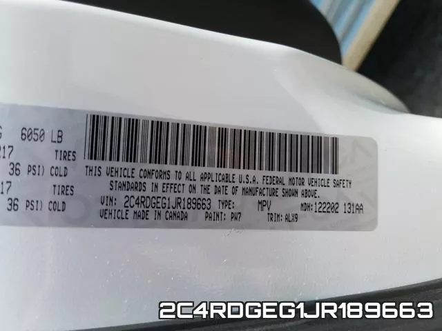 2C4RDGEG1JR189663 фото 2