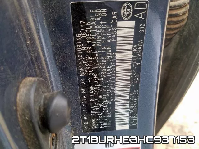 2T1BURHE3HC937153 фото 2