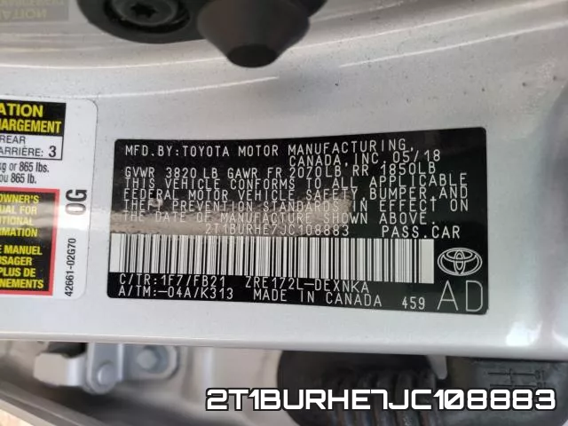 2T1BURHE7JC108883 фото 2