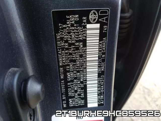 2T1BURHE9HC859526 фото 2