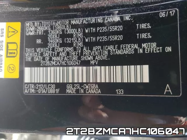 2T2BZMCA7HC106047 фото 2