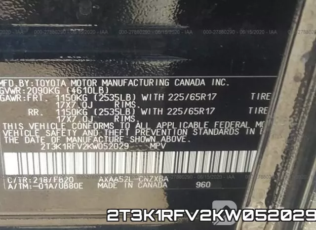 2T3K1RFV2KW052029 фото 10
