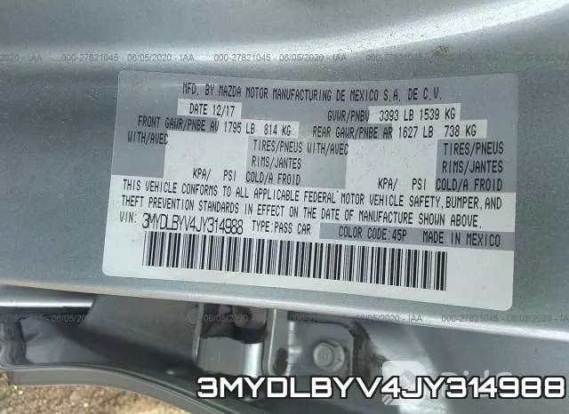 3MYDLBYV4JY314988 фото 10