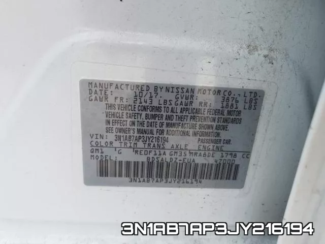 3N1AB7AP3JY216194 фото 2