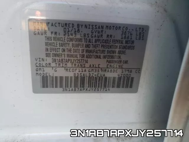 3N1AB7APXJY257714 фото 2