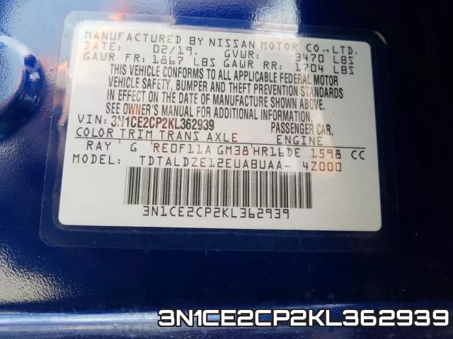 3N1CE2CP2KL362939 фото 2