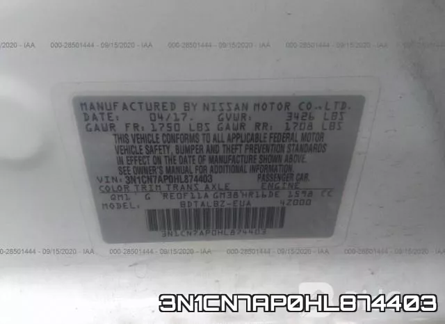 3N1CN7AP0HL874403 фото 9
