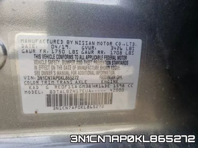 3N1CN7AP0KL865272 фото 2