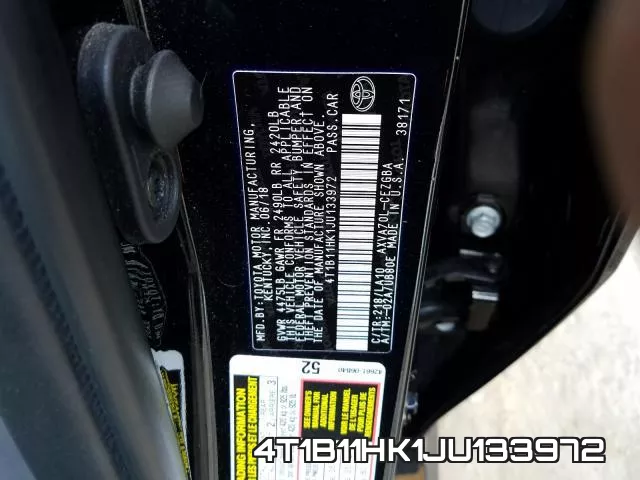 4T1B11HK1JU133972 фото 2