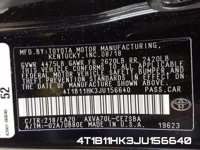 4T1B11HK3JU156640 фото 2