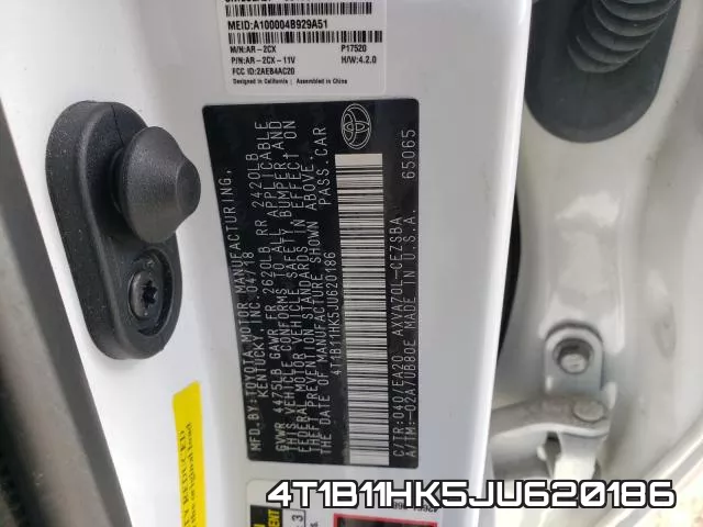 4T1B11HK5JU620186 фото 2