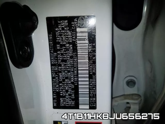 4T1B11HK8JU656275 фото 2