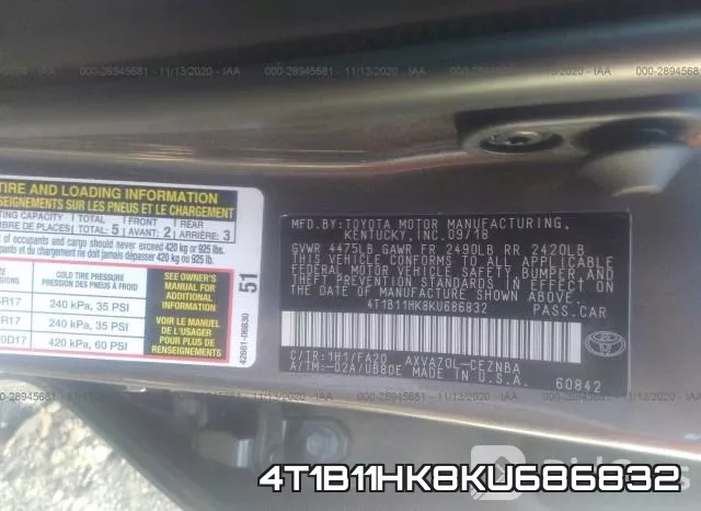 4T1B11HK8KU686832 фото 10