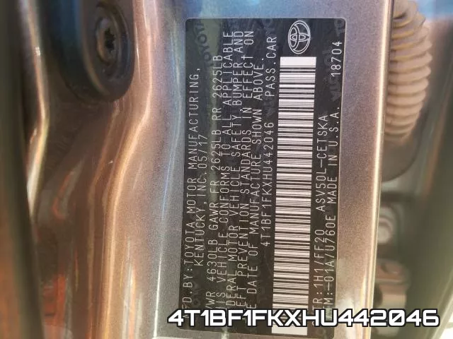 4T1BF1FKXHU442046 фото 2