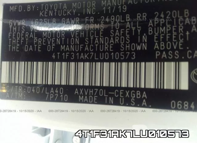 4T1F31AK7LU010573 фото 10