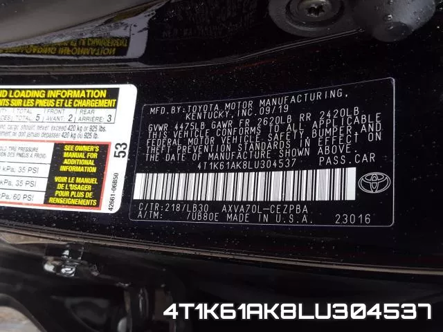 4T1K61AK8LU304537 фото 2