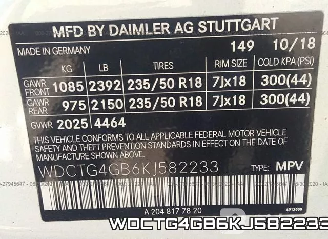 WDCTG4GB6KJ582233 фото 10