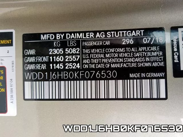 WDD1J6HB0KF076530 фото 2