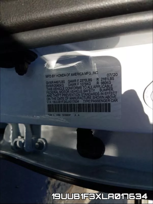 19UUB1F3XLA017634 фото 2
