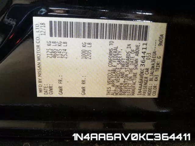1N4AA6AV0KC364411 фото 2