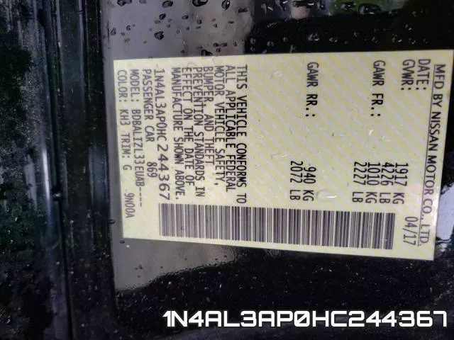 1N4AL3AP0HC244367 фото 2