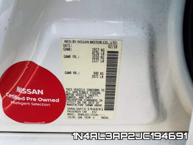1N4AL3AP2JC194691 фото 2